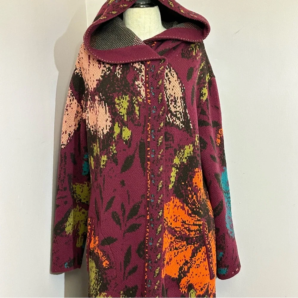 IVKO Floral Wool Cardigan Sweater Coat Large - Picture 4 of 14